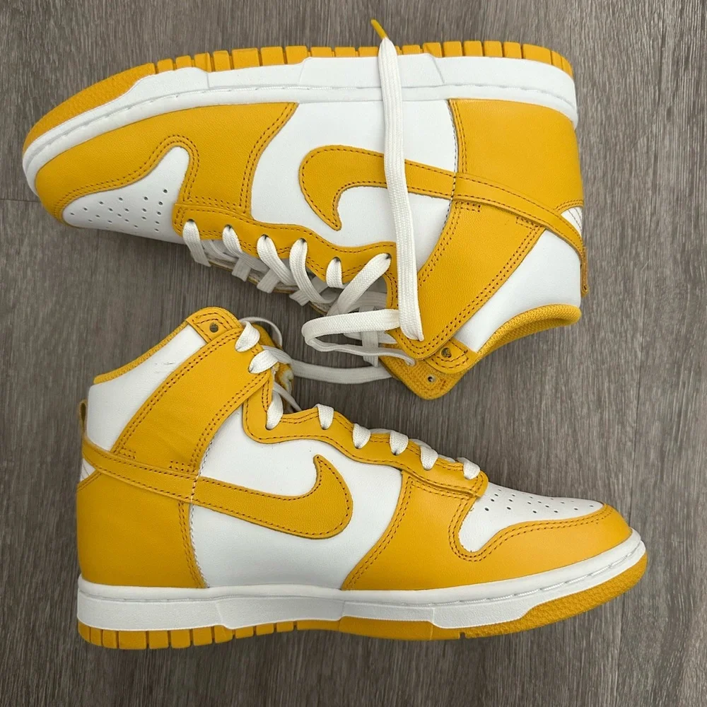 Nike Women's High-Top Sneakers in Yellow and White - Picture 2 of 3
